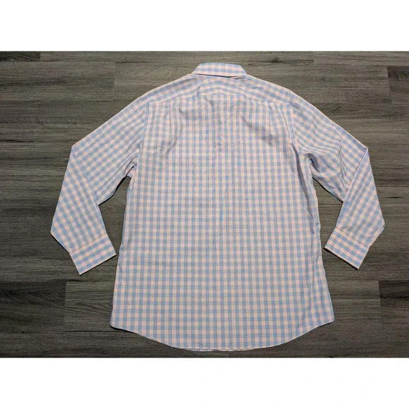 Charles Tyrwhitt Men's Pink Blue Checkered Non Iron Slim Shirt Size 17.5-35 - Picture 7 of 7